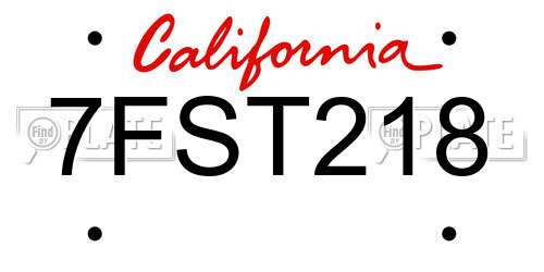 7FST218 California License Plate