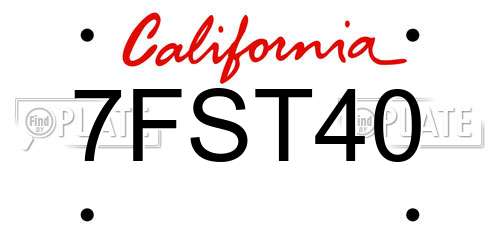 7FST40 California License Plate