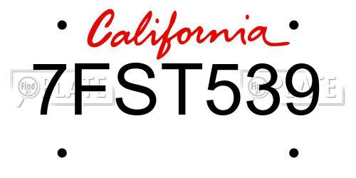 7FST539 California License Plate