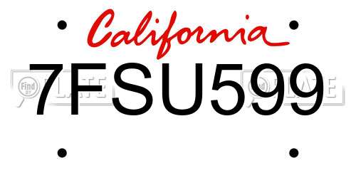 7FSU599 California License Plate