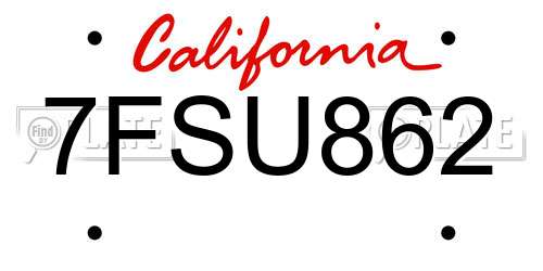 7FSU862 California License Plate