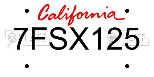 7FSX125 California License Plate