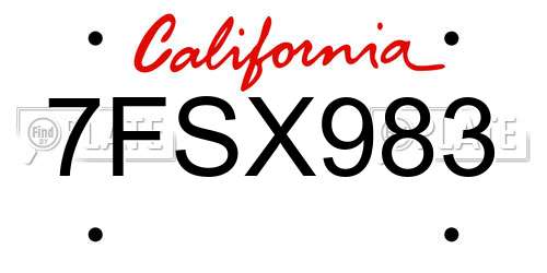7FSX983 California License Plate