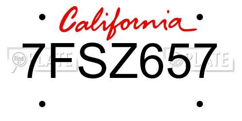 7FSZ657 California License Plate
