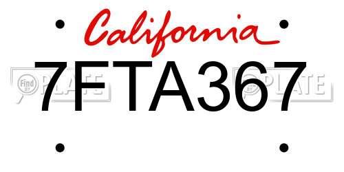 7FTA367 California License Plate