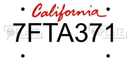 7FTA371 California License Plate