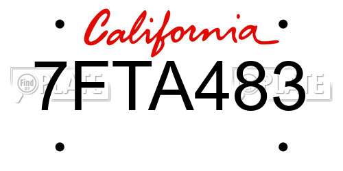 7FTA483 California License Plate