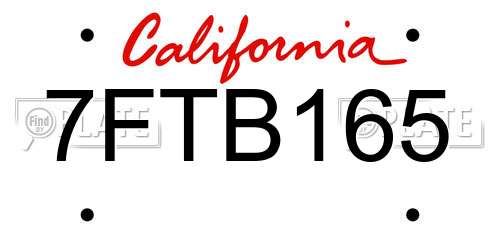 7FTB165 California License Plate
