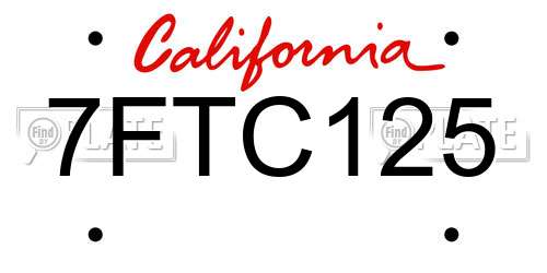 7FTC125 California License Plate