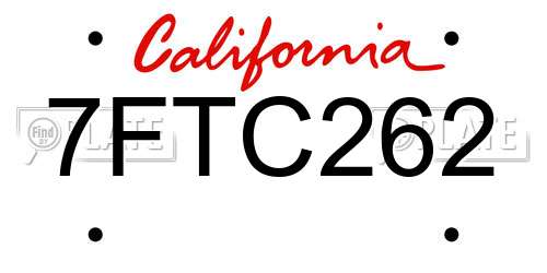 7FTC262 California License Plate