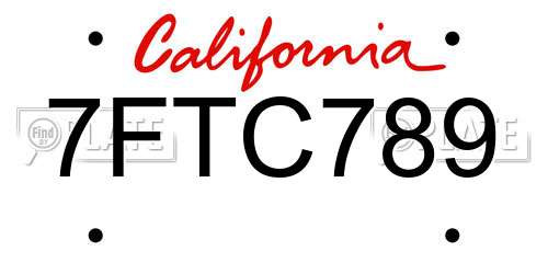 7FTC789 California License Plate