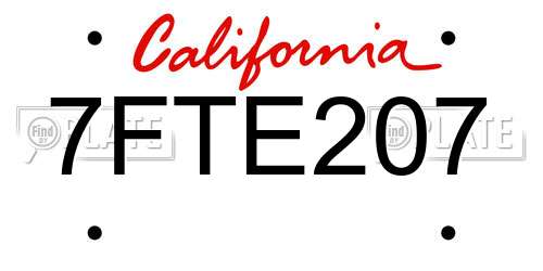 7FTE207 California License Plate
