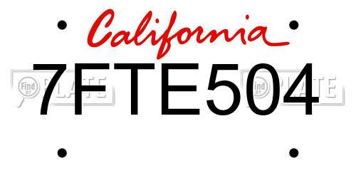 7FTE504 California License Plate