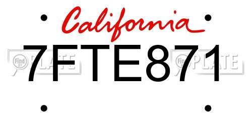 7FTE871 California License Plate