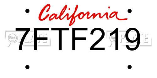 7FTF219 California License Plate