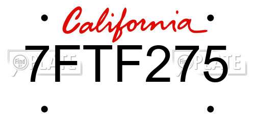 7FTF275 California License Plate