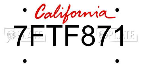 7FTF871 California License Plate