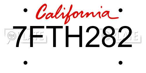 7FTH282 California License Plate
