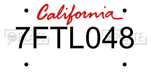 7FTL048 California License Plate