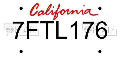 7FTL176 California License Plate