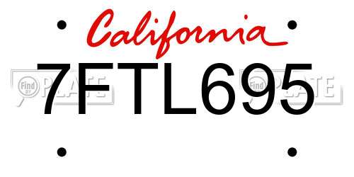 7FTL695 California License Plate