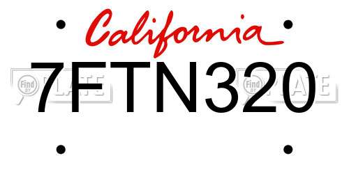 7FTN320 California License Plate