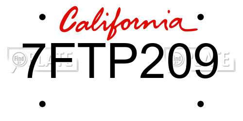 7FTP209 California License Plate