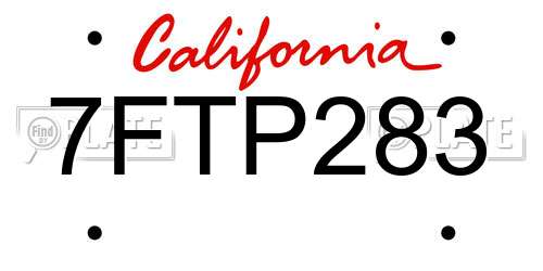 7FTP283 California License Plate