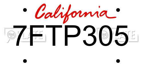 7FTP305 California License Plate