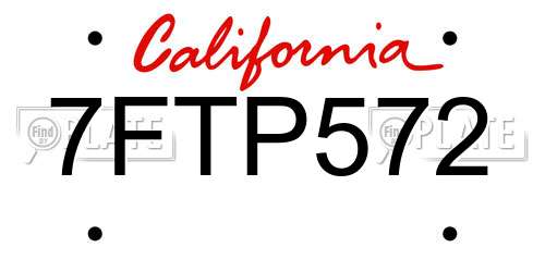 7FTP572 California License Plate