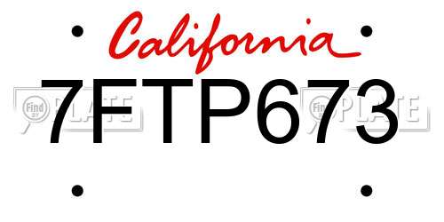 7FTP673 California License Plate