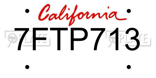 7FTP713 California License Plate