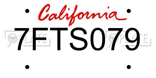 7FTS079 California License Plate