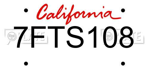 7FTS108 California License Plate