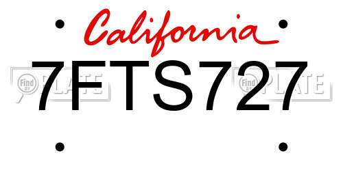 7FTS727 California License Plate