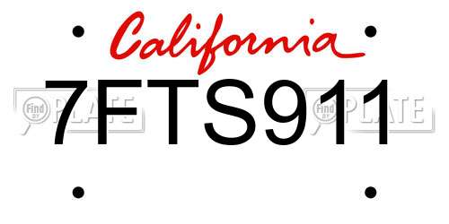 7FTS911 California License Plate