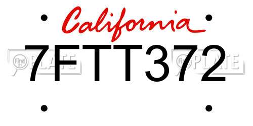 7FTT372 California License Plate