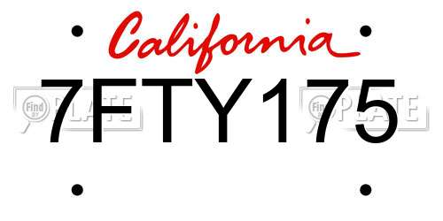 7FTY175 California License Plate