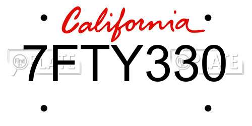 7FTY330 California License Plate