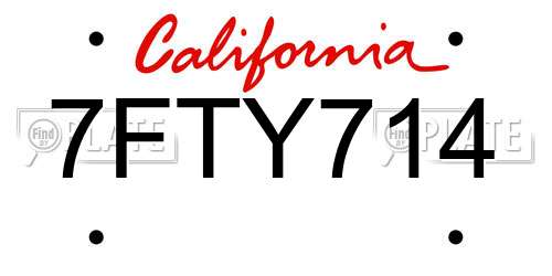 7FTY714 California License Plate