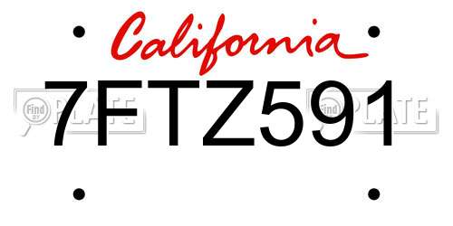 7FTZ591 California License Plate