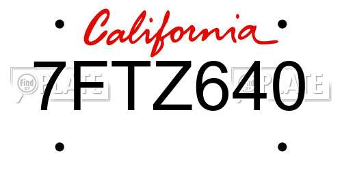 7FTZ640 California License Plate