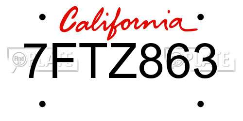 7FTZ863 California License Plate