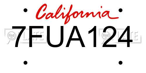 7FUA124 California License Plate