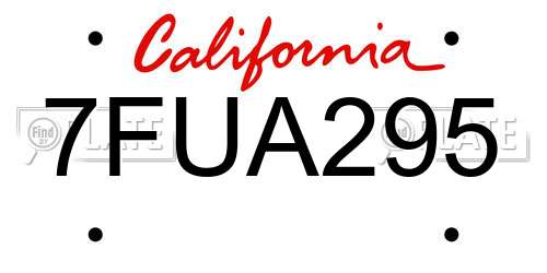 7FUA295 California License Plate