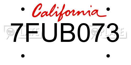 7FUB073 California License Plate