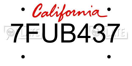 7FUB437 California License Plate