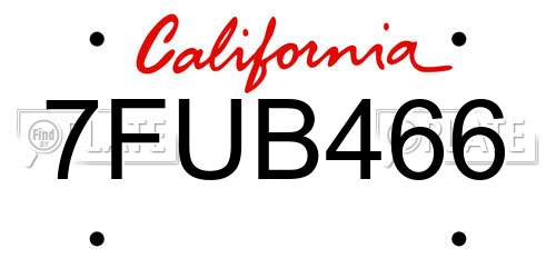 7FUB466 California License Plate