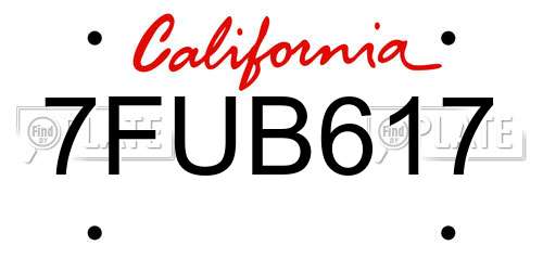 7FUB617 California License Plate