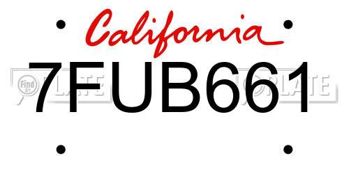 7FUB661 California License Plate